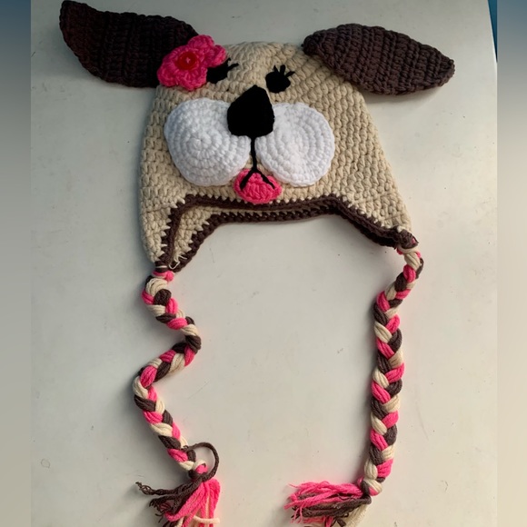 Crochet Puppy Dog Hat Youth Toddler Ear Flaps New - Picture 1 of 4